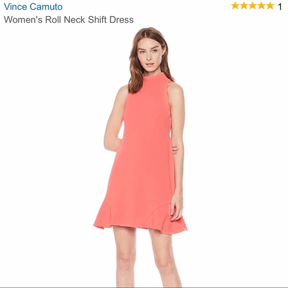 Vince Camuto sleeveless back zip crepe shift dress in poppy orange - Picture 2 of 12